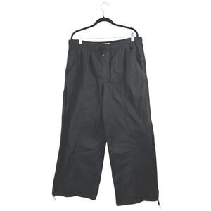 NEW Zara Womens Black High Rise Straight Wide Leg Windbreaker Trousers Pants XXL
